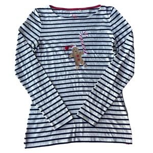 Boden Holiday Long Sleeve Gingerbread Man Candy Cane Shirt Christmas US 4 UK 8